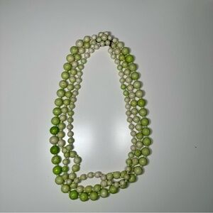 Vintage Aesthetic Chunky Beaded multi-Strand Natural Stone Necklace  green